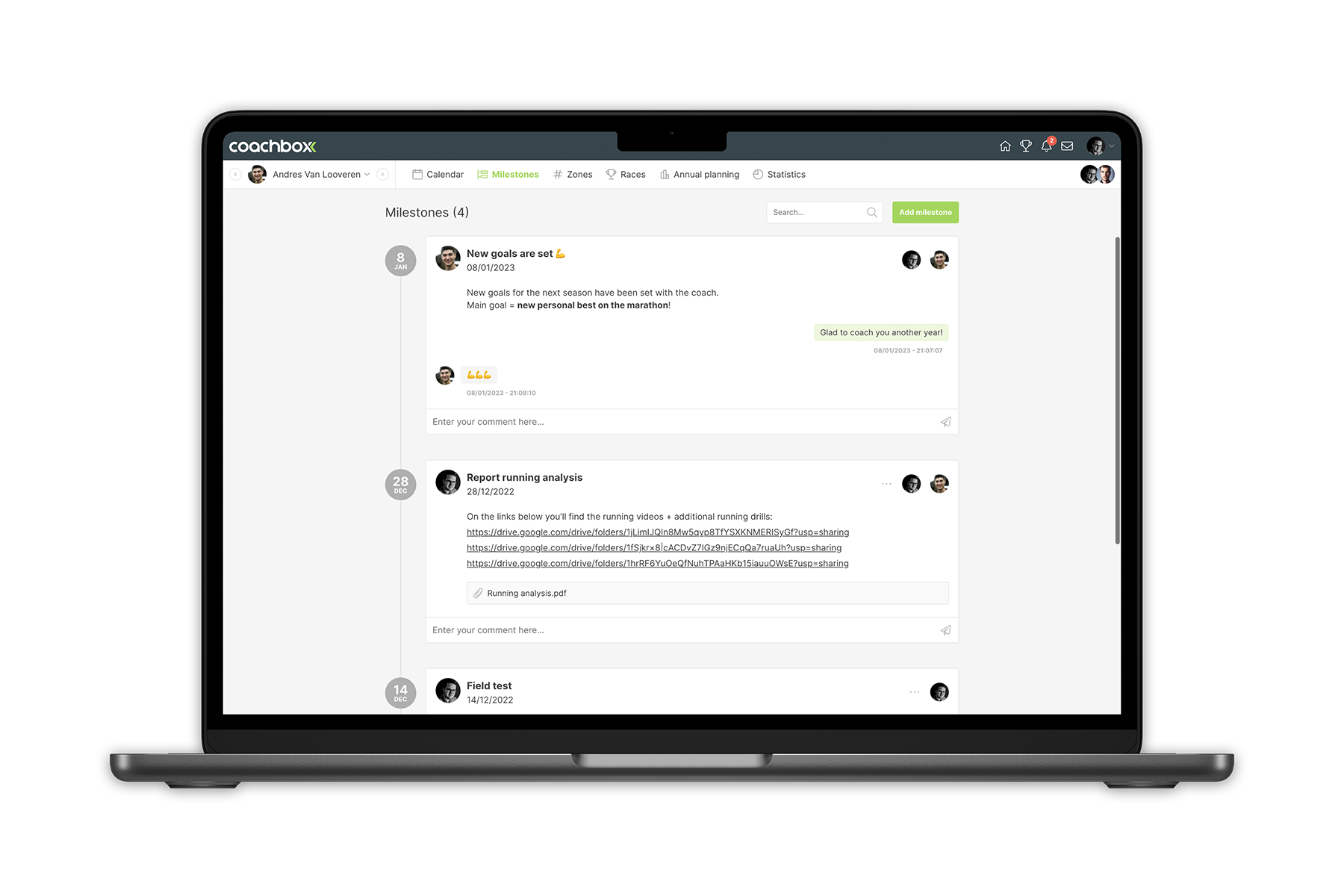 Coachbox milestones overview